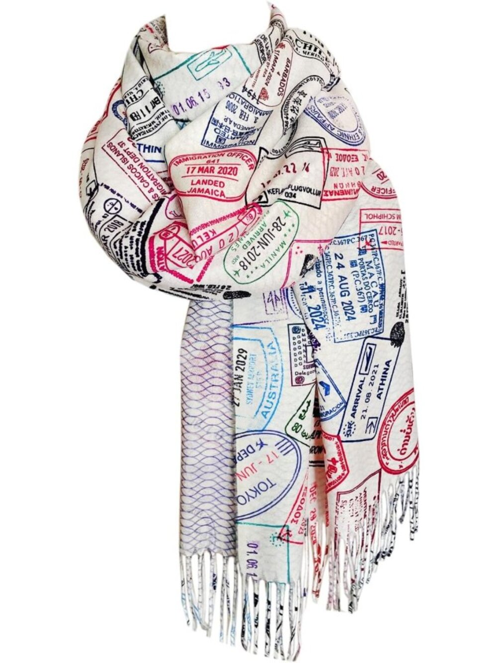 Passport Stamps Scarf - Perfect Travel Gift for Flight Attendants & World